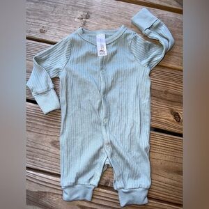 Modern Moments by Gerber Ribbed Newborn Snap Blueish Green One Piece